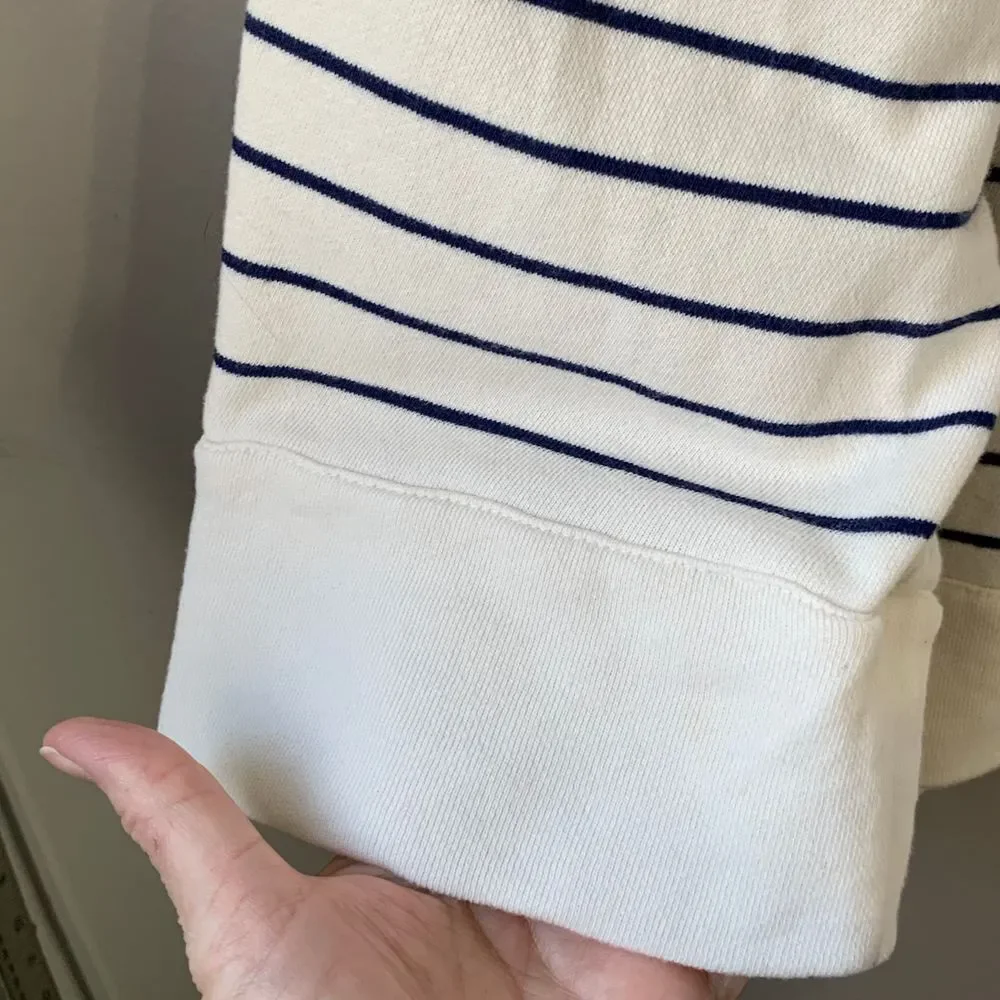 J. Crew‎ University Terry v-neck polo shirt in navy/winter white. Size XL